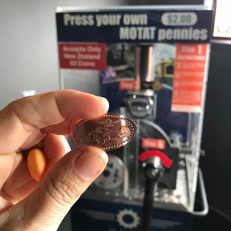 Photo - pressed penny machine at motat aviation hall