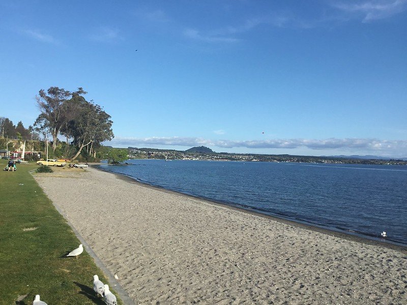 lake taupo beach pic by denis bin