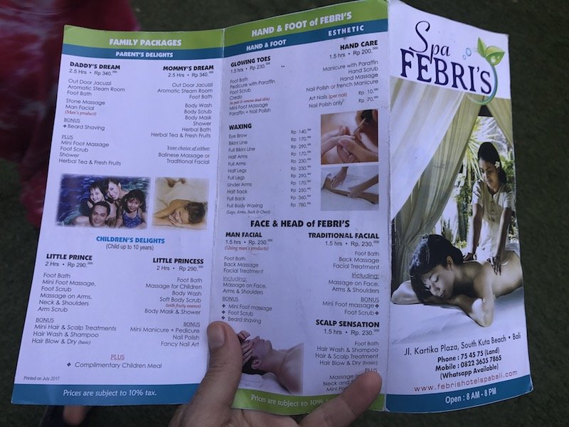 image - febris Spa menu 1