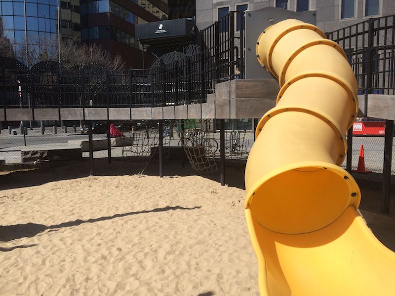 image - imagination playground new york yellow slide