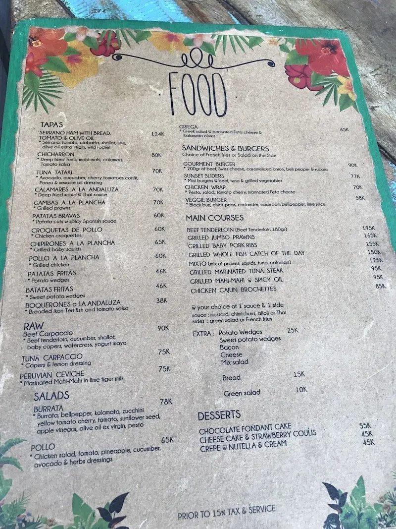 image - la plancha bali restaurant menu food