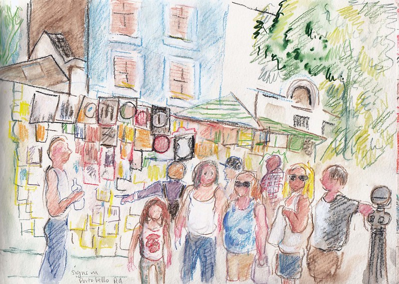 image - notting hill portobello road markets handdrawn sign by paulina little flickr