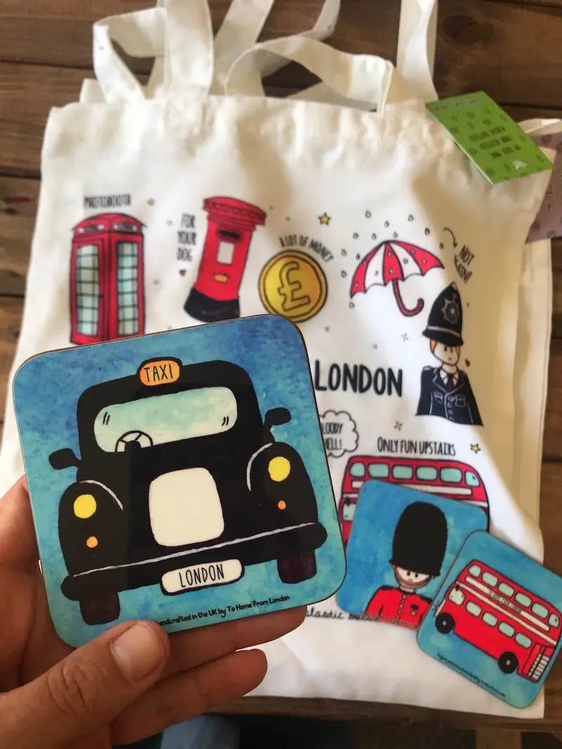image - to home from london souvenirs bag & coasters