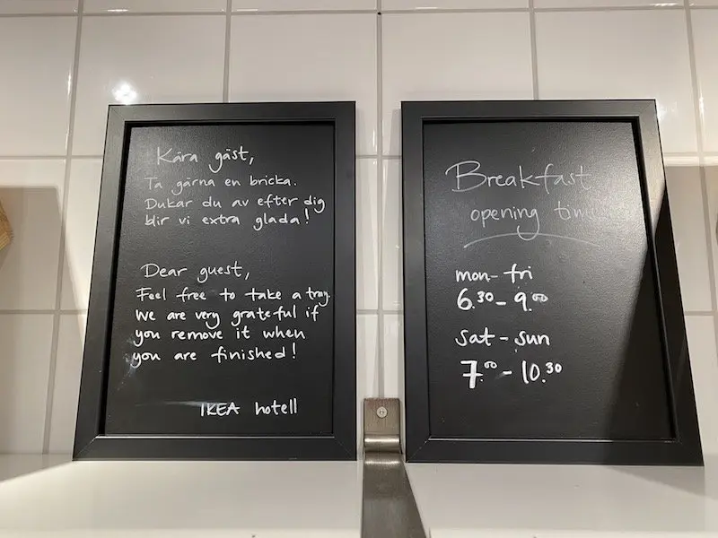 image - ikea hotel breakfast opening hours sign