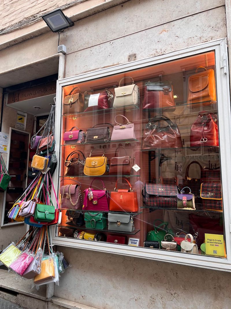 image - italian leather handbags update 2023 Via Francesco Crispi shopfront 1