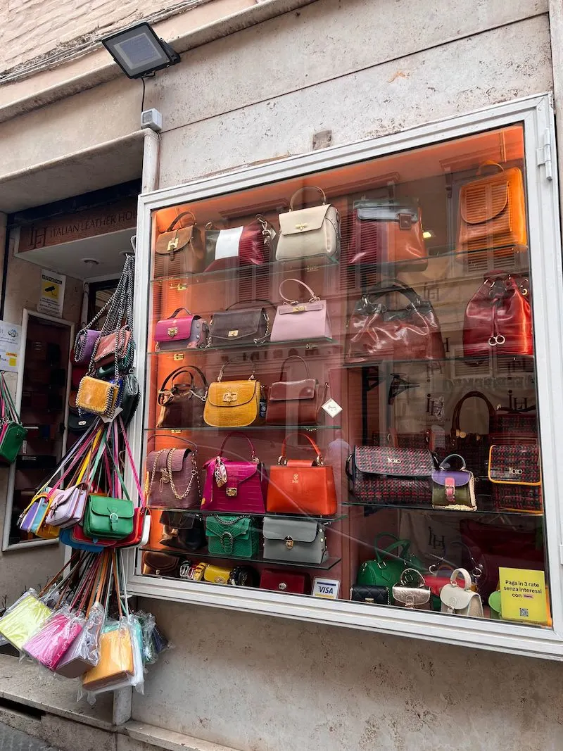 image - italian leather handbags update 2023 Via Francesco Crispi shopfront 1