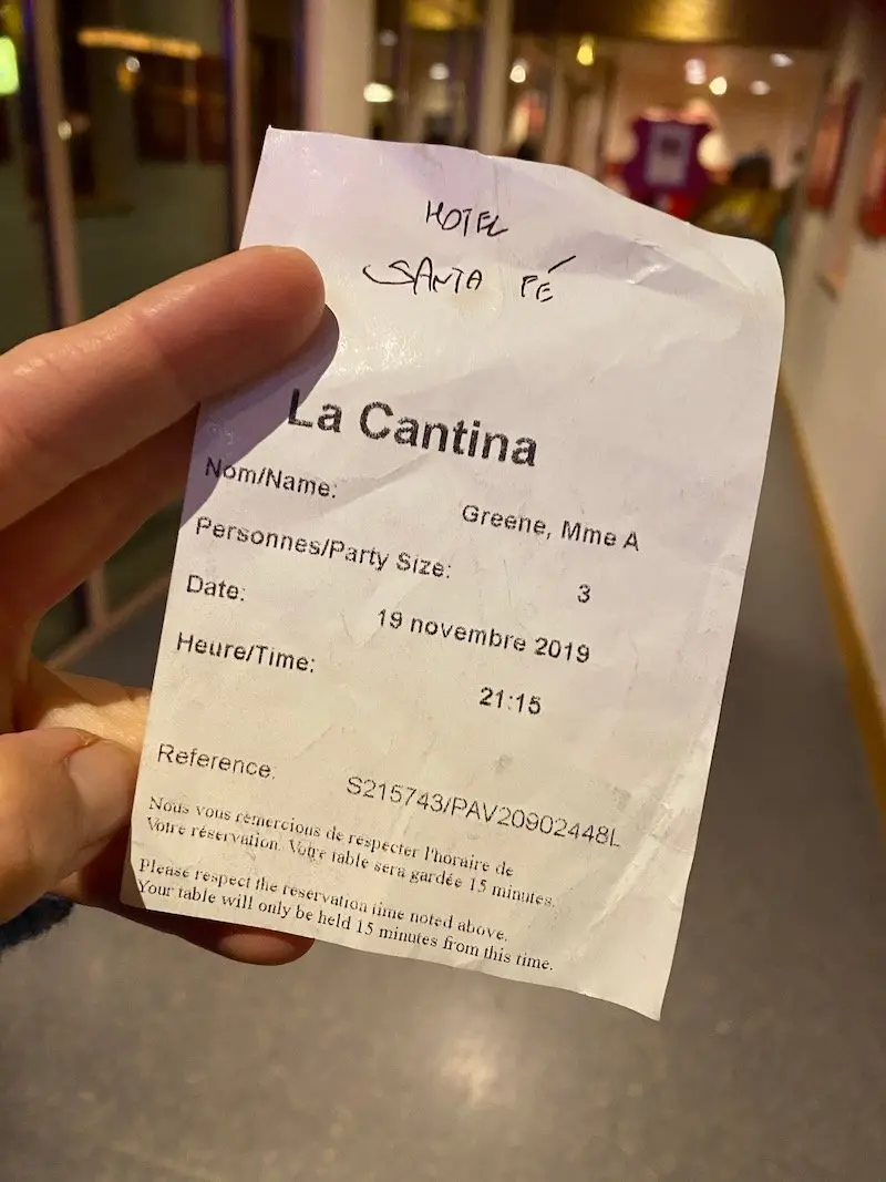 image -la cantina disneyland paris table booking receipt