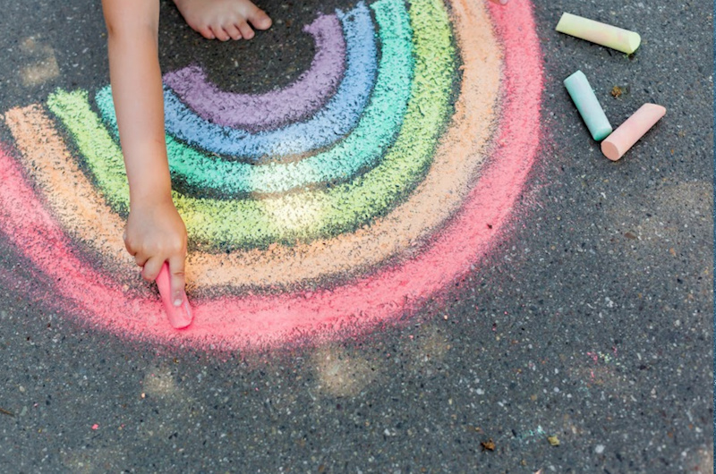 image - chalkboard rainbow drawing 