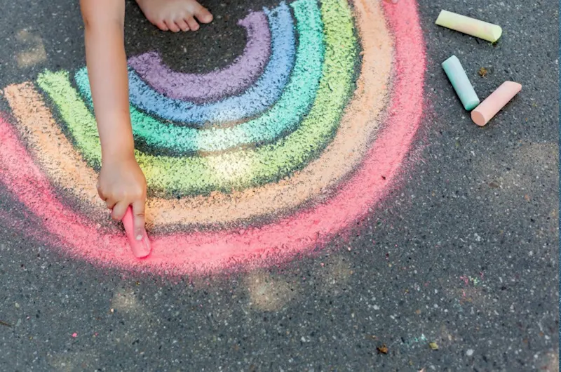 image - chalkboard rainbow drawing 