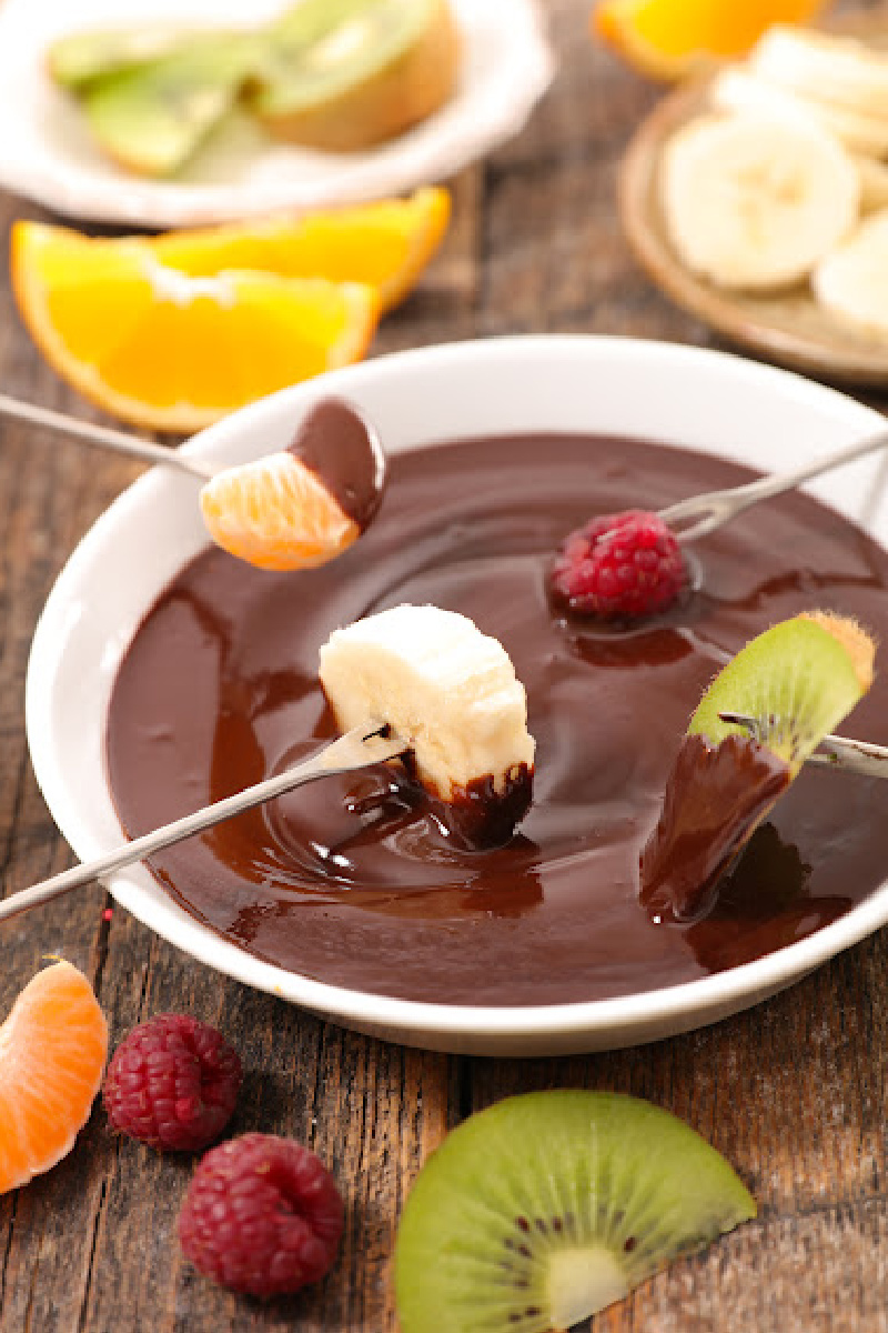 image - chocolate fondue dippers on the trampoline