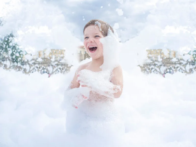 image- foam party on the trampoline