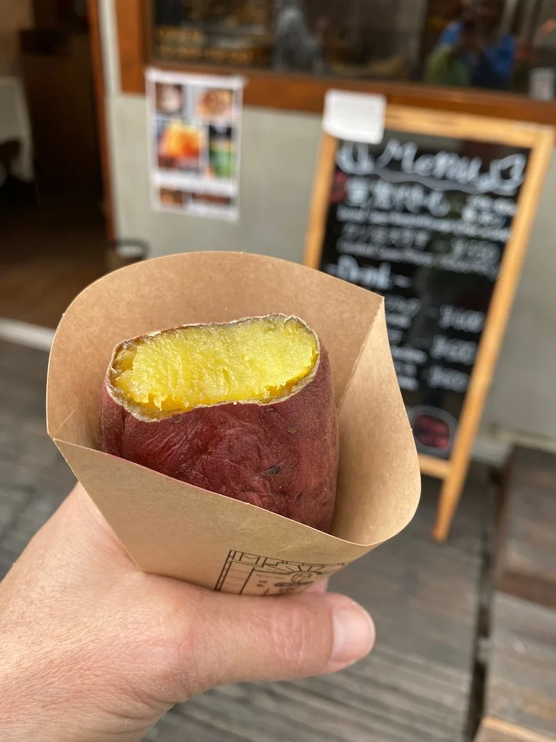 yanaka ginza street food steamed baked sweet potato